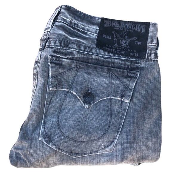 TRUE Religion Jeans Size 38 BILLY BIG T Gray - Picture 1 of 13